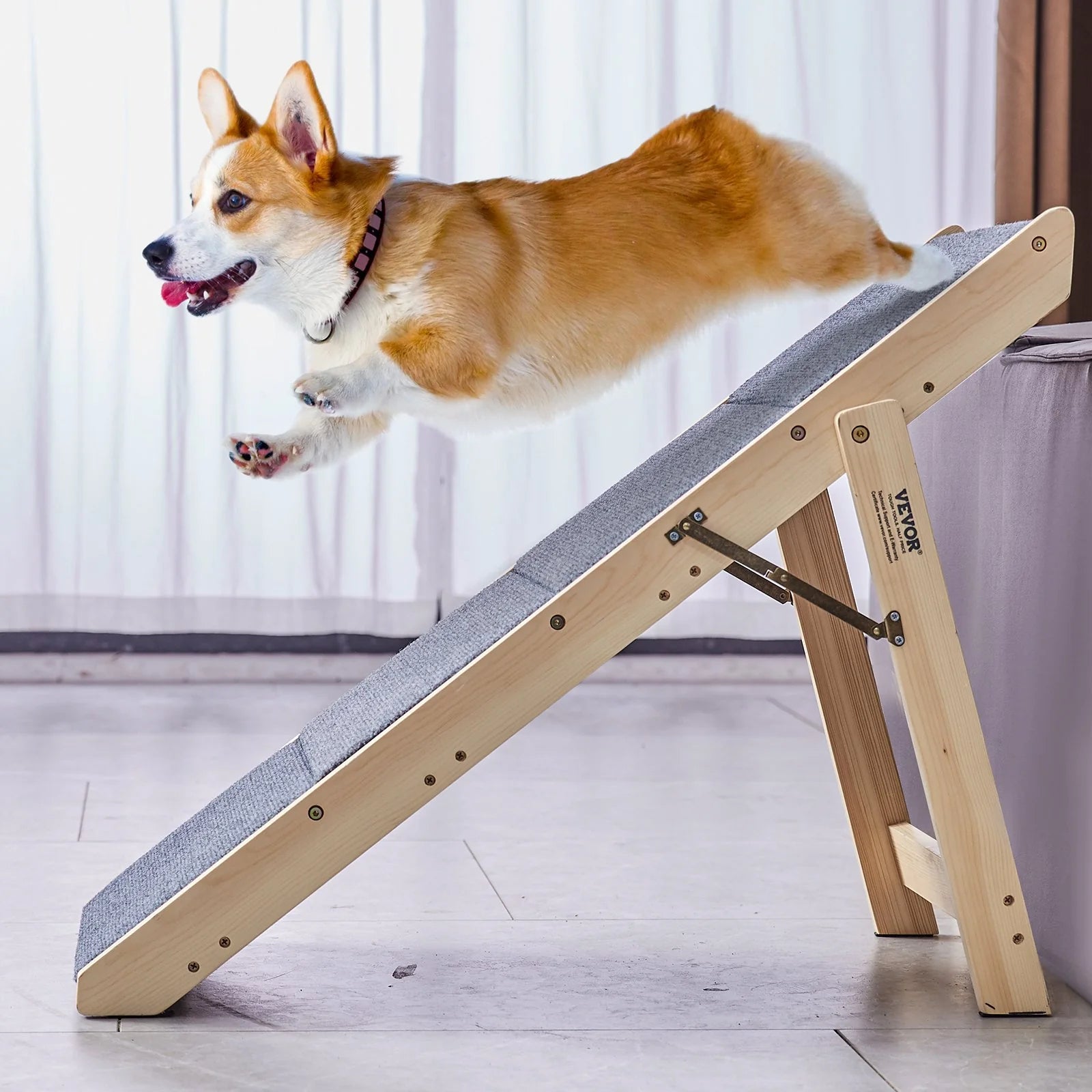 2-in-1 Foldable, 4-Step Wooden Dog Stair-Ramp